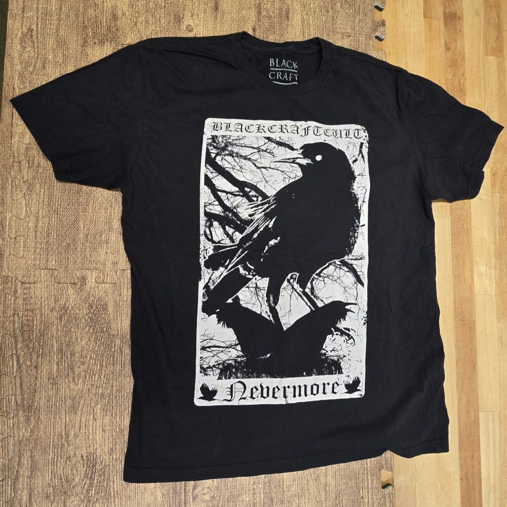 Black Craft Cult Large T Shirt Nevermore Raven Edgar Allan Poe Horror Tee Unisex